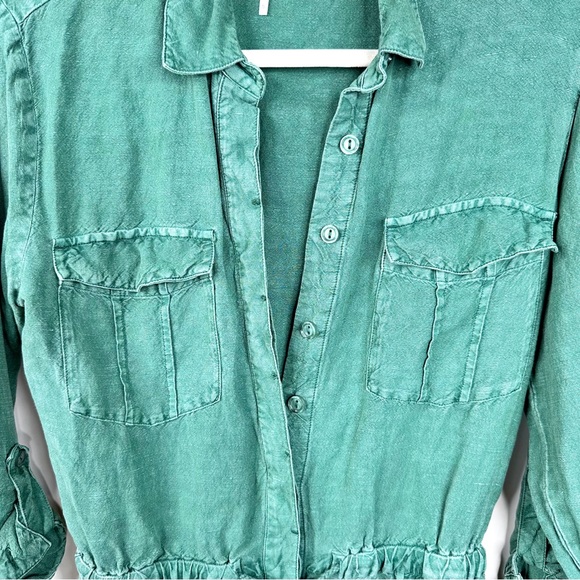 Young Fabulous & Broke Lakeside Linen Romper Palm Pigment Green Small - Picture 9 of 16